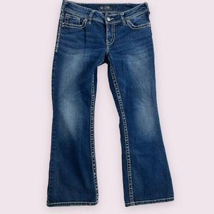 Silver Suki Boot Jeans Womens 31/30 Blue Wash Embroidered Stretch
